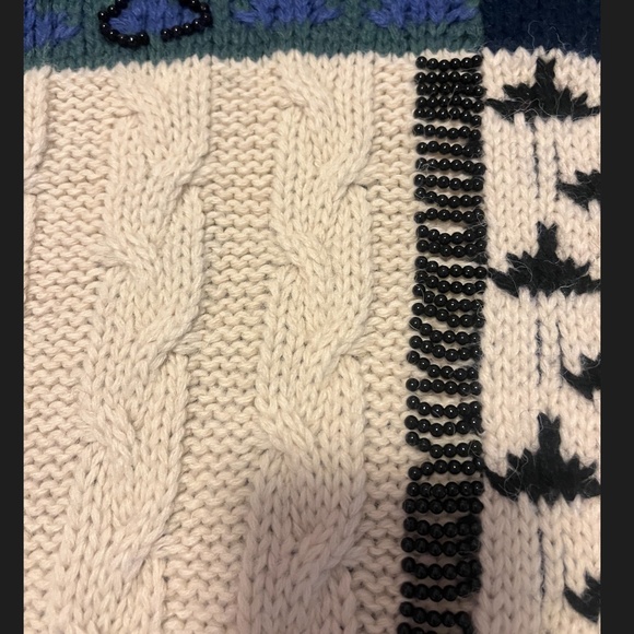 Zara wool blend embellished patchwork knit sweater limited edition NWT - Picture 7 of 15